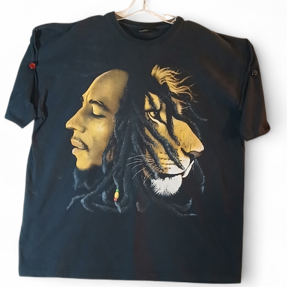 Bob Marley Lion New Generation Metal Unisex Profile T Shirt 2XL